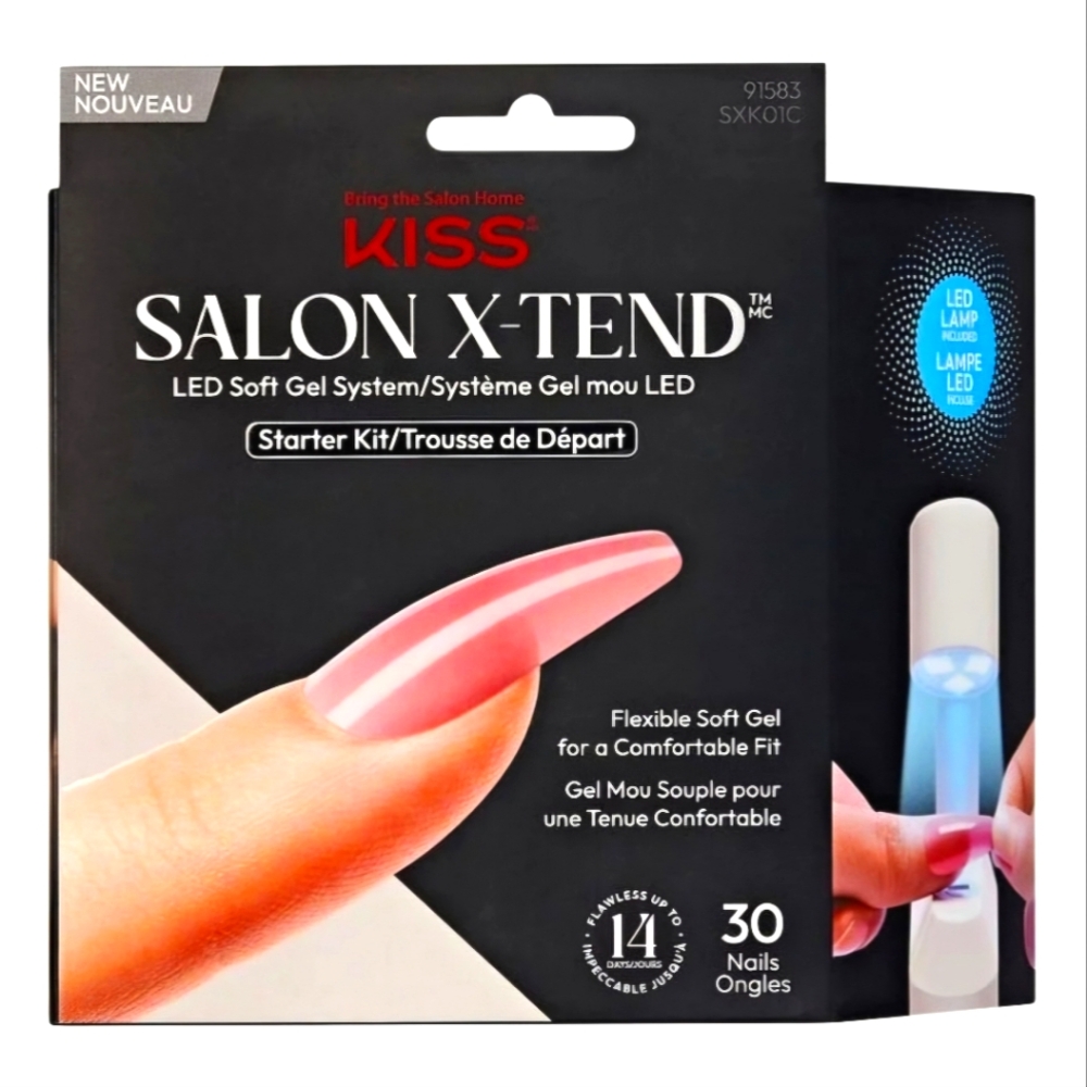 KISS Salon X-Tend LED Soft Gel Starter Kit - Pink - Long Coffin/36 Count - *NIB*